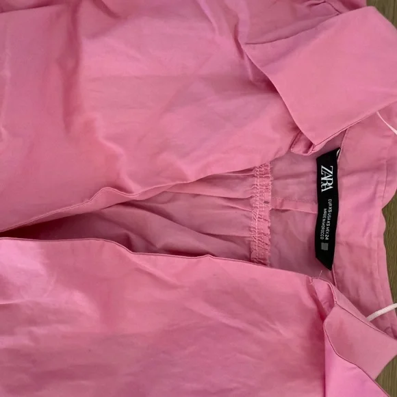 Zara Pink  Shirred Waist Collared Mini Dress - Picture 3 of 4
